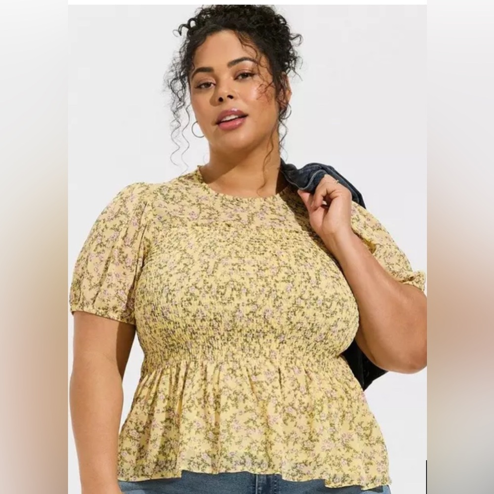 TORRID YELLOW CHIFFON TOP NWT